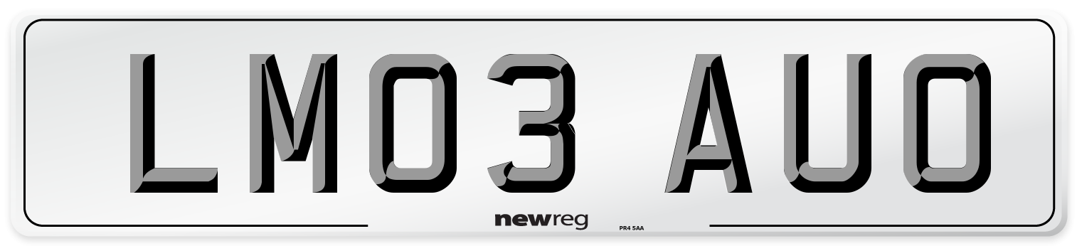 LM03 AUO Number Plate from New Reg